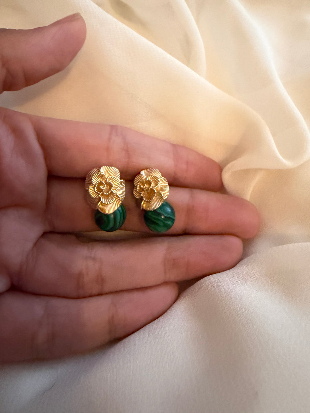 Jade leaf earrings