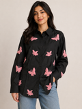 Embroidered butterfly shirt(black)