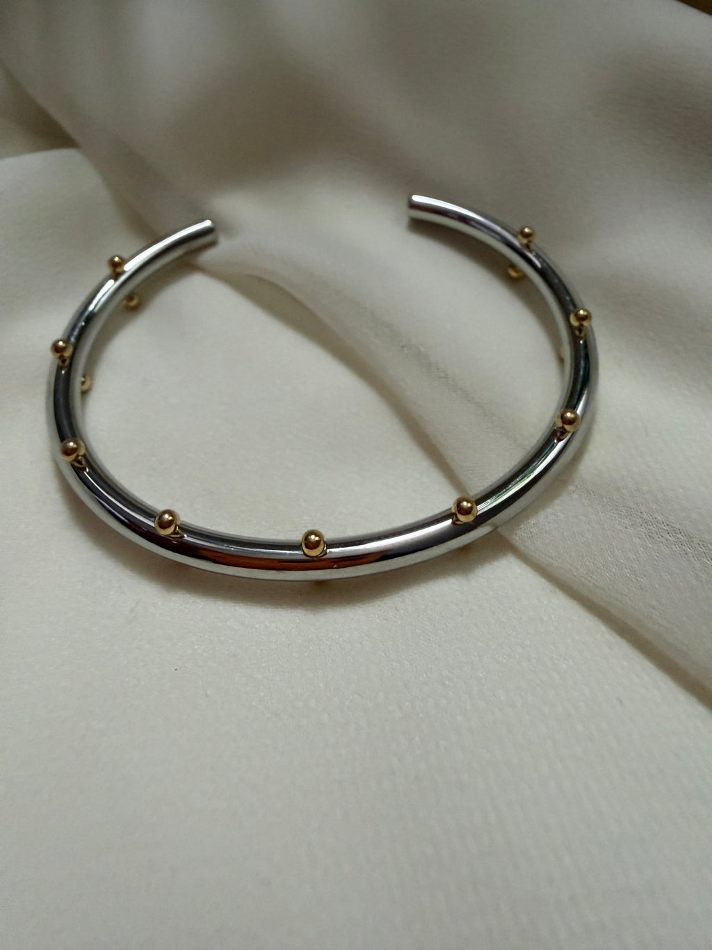 Silver and gold ball bangle - Reen & co.Silver and gold ball bangle