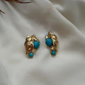Turquoise leaf earring - Reen & co.Turquoise leaf earring