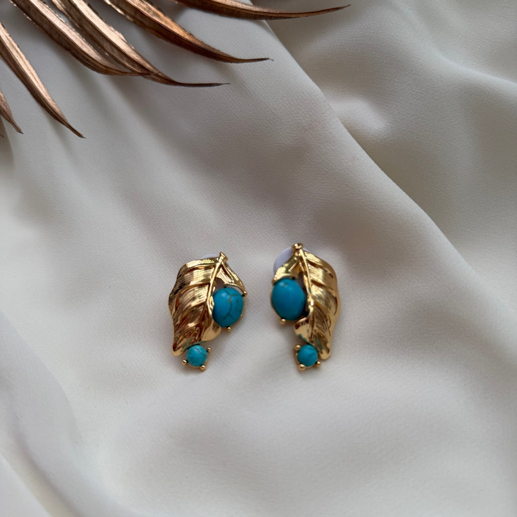Turquoise leaf earring - Reen & co.Turquoise leaf earring